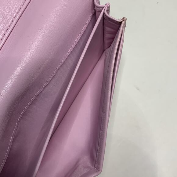 Coach Signature C Snap Close Long Black Ivory Logo Wallet with Lilac Interior - Picture 6 of 7